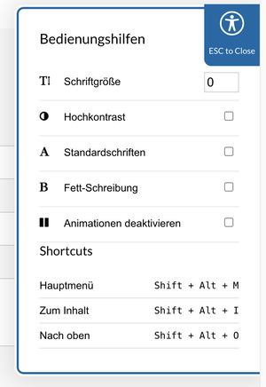 Bild des Barrierefreiheitsicon und dessen Möglichkeiten.